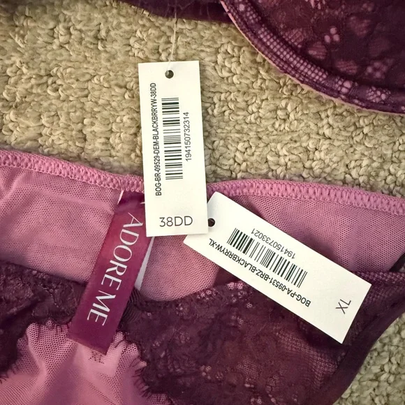 Adore Me Deep Purple Lace Bra Set - Picture 2 of 2